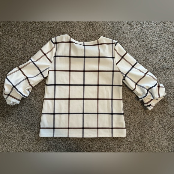 ANN TAYLOR Petite Plaid Ruffle Sleeve Blouse - Picture 4 of 6